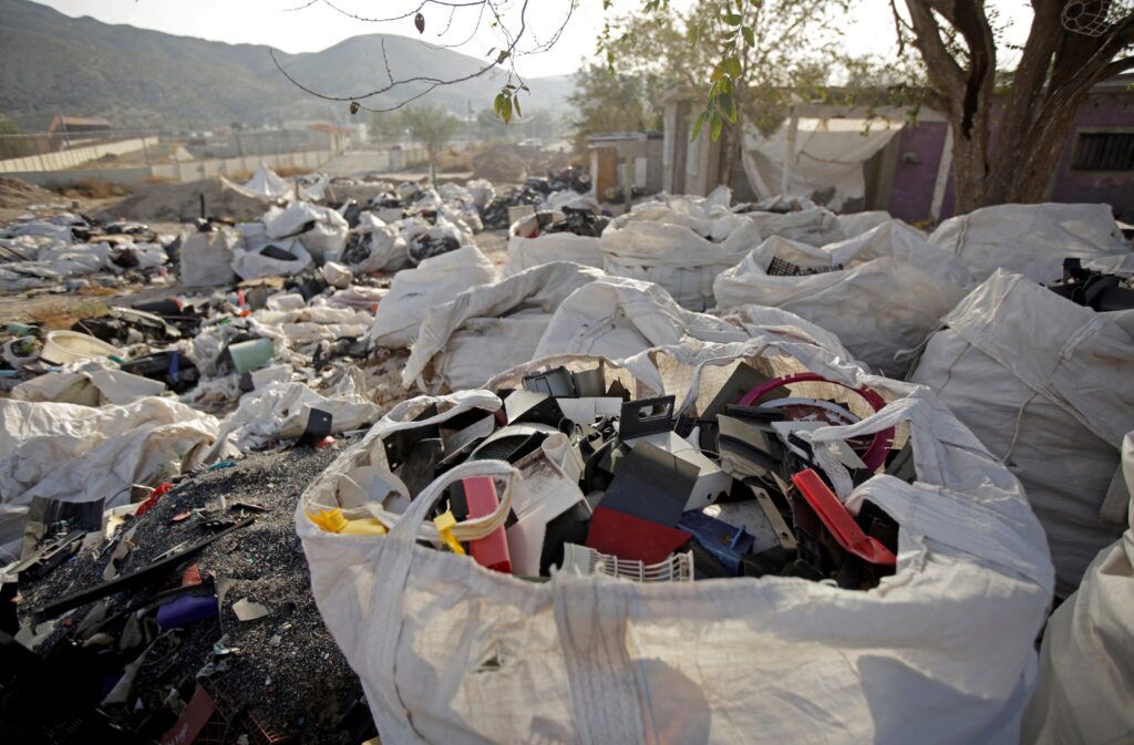 A plastic recycling yard is seen in Ciudad Juarez, Mexico